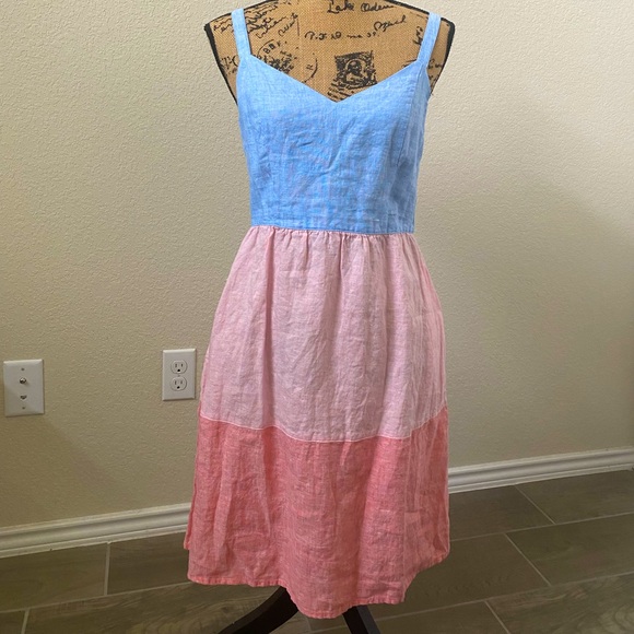 Cynthia Rowley pink and blue striped linen dress - Picture 1 of 5